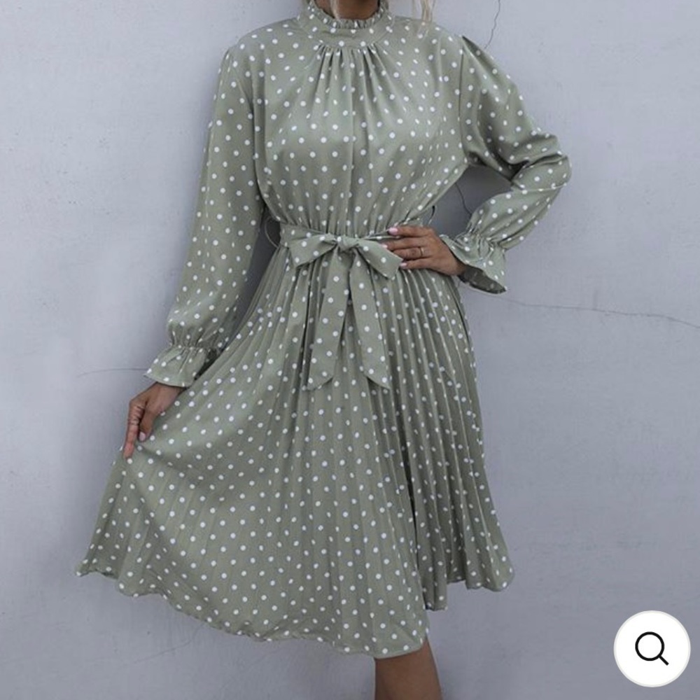 Not for sale.     Pleated Bowknot Polka Dot Midi Dress -Size XL (runs small)‌‌